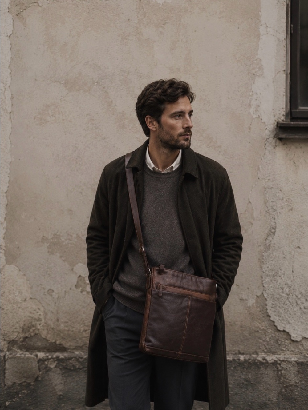 Jack Georges Voyager Unisex Buffalo Leather Crossbody Messenger Bag Brown